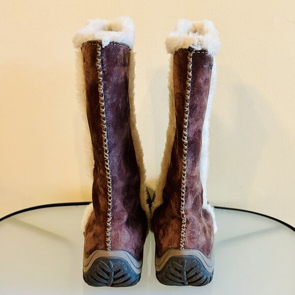 Patagonia Lugano Boots Size 8 Espresso Brown Waterproof Polartec Suede Sherpa - Picture 9 of 11